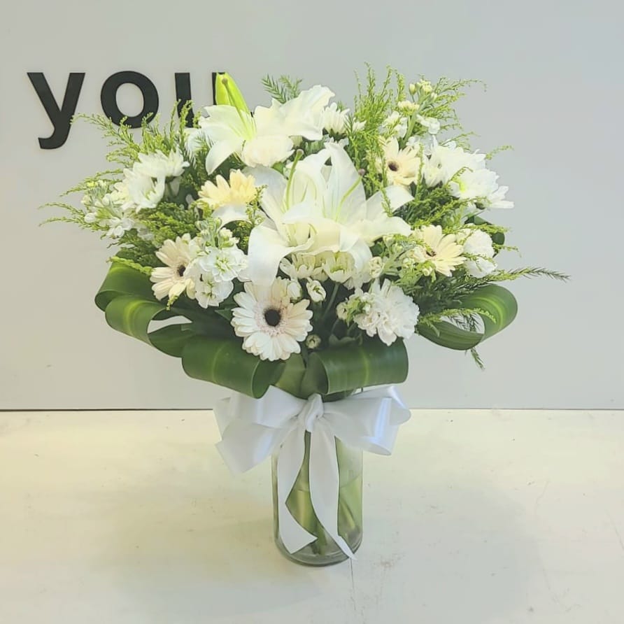 Gerberas and Oriental Lily  in Vase